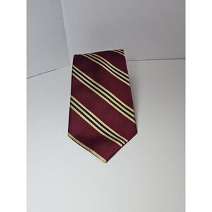 Brooks Brothers Men's Necktie Burgundy, Gold & Navy‎ Striped Tie 100% Silk